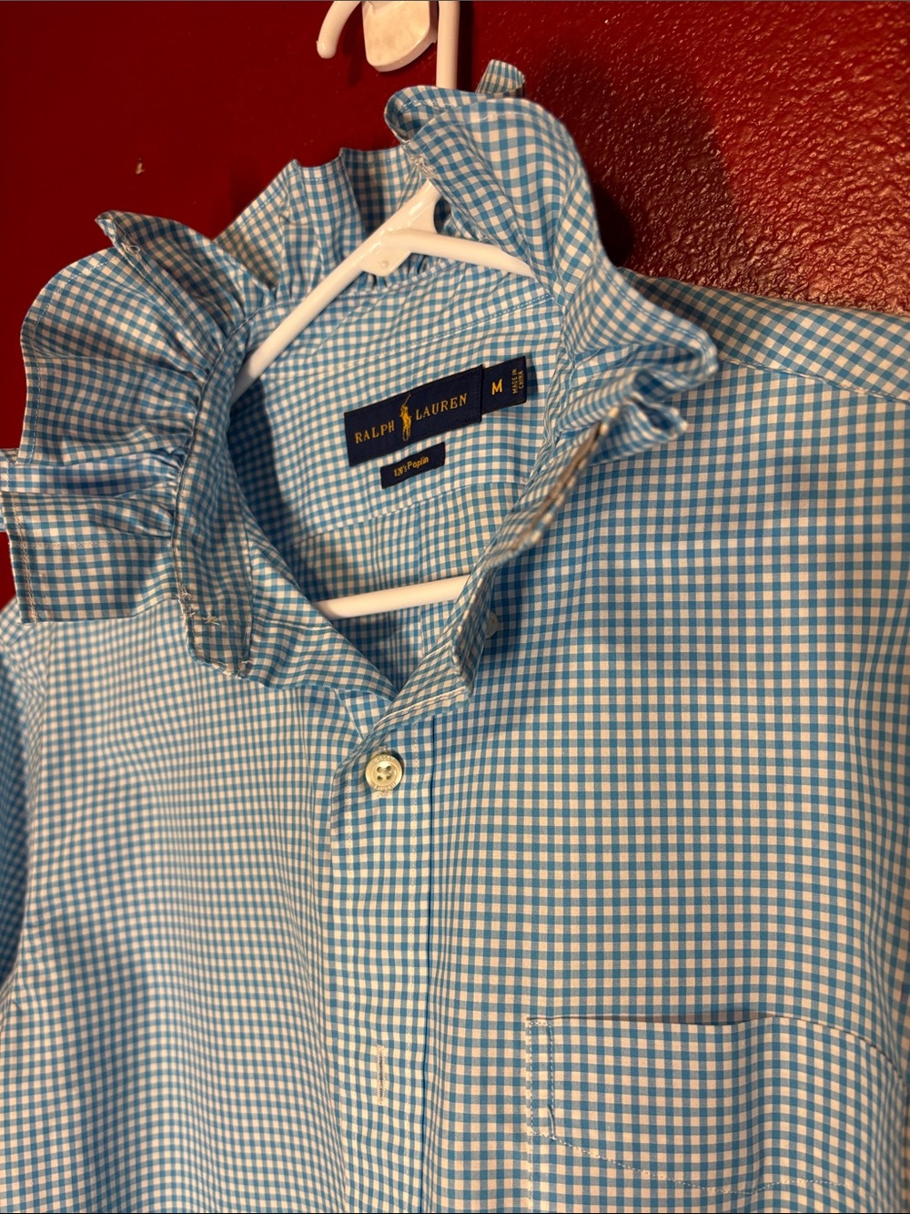 Upcycled/Reloved Ralph Lauren Light Blue & White Gingham Shirt